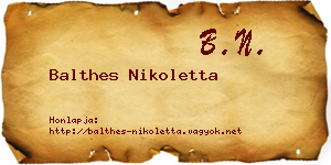 Balthes Nikoletta névjegykártya